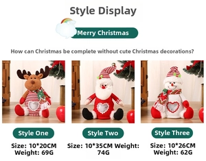 Detailed view of Christmas candy bags featuring Santa, elk, and snowman with heart window