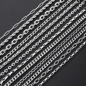 Various stainless steel Cuban and Figaro chains for men in polished silver finish