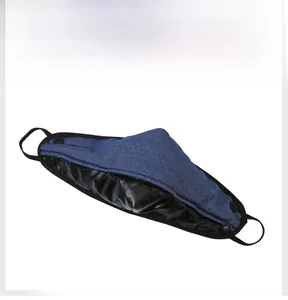 Thickened thermal mask with blue textured fabric and windproof lining for face protection
