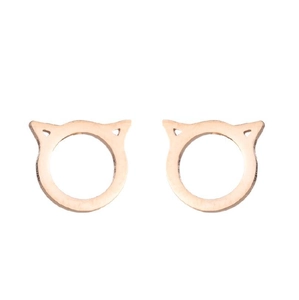 Minimalist rose gold stainless steel cat ear stud earrings shown on a white background