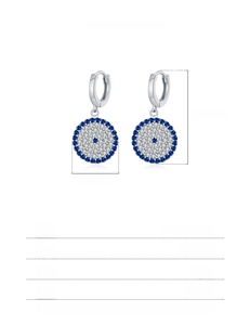 Spécifications détaillées de taille pour les boucles d'oreilles œil bleu en argent 925