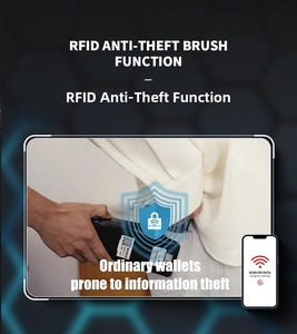 Dettaglio della tecnologia di blocco RFID per portafogli uomo contro la scansione