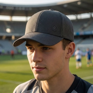 Klassische dunkelgraue Herren-Baseballkappe mit strukturiertem Stoff und Logo-Design