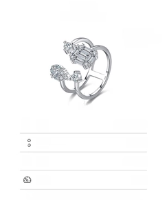 Close-up of S925 sterling silver double-layer ring with H-shaped zircon inlay details
