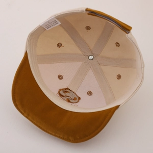 Internal view of baby panda baseball cap with 100% cotton stitching and wash label