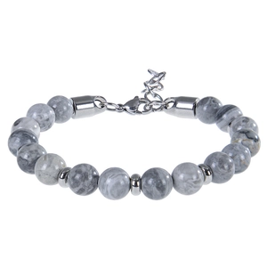 Bracciale Di Perline In Pietra Naturale Con Chiusura A Moschettone In Acciaio Inossidabile Regolabile Moda Minimalista Per Uomini E Donne