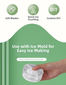 Detailansicht Manueller Eiszerkleinerer mit 420 Edelstahlklingen für DIY-Eiswürfel