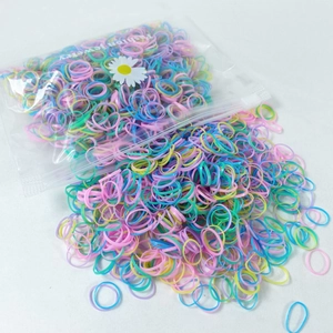 Colorful disposable high elastic hair bands for girls in macaron shades and zipper bag