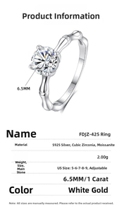 Detailed view of S925 sterling silver ring with 1ct moissanite and bamboo texture band