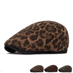 Vintage leopard print ivy cap for men and women featuring three stylish color patterns