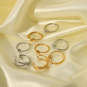 Minimalist knot design stainless steel rings and ear cuffs in gold and silver finishes
