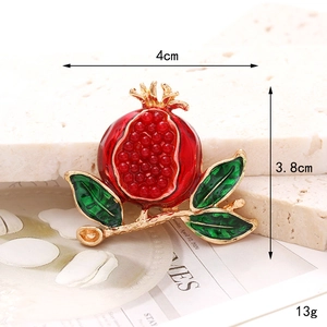 Detailed pomegranate rhinestone charm dimensions: 4cm width, 3.8cm height and 13g weight