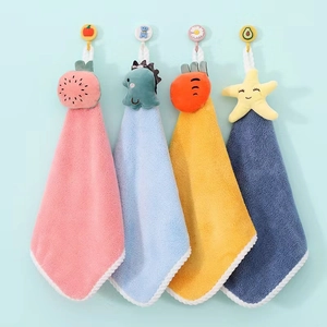 Hanging Hand Towels Coral Fleece Super Absorbent Soft Quick Dry Cartoon Animal Shape For Bathroom Kitchen