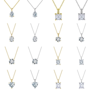 Elegant S925 sterling silver necklaces with assorted zircon shapes in gold and silver