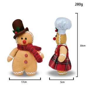 Christmas gingerbread gnome plush set with hat and scarf, 30cm festive holiday decoration