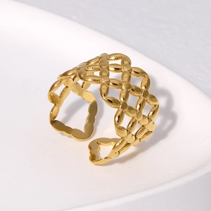 Stainless Steel Hollow Geometric Ring Adjustable Open Finger Band Vintage Style Jewelry For Women