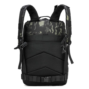 Tactical camouflage backpack with ergonomic breathable mesh back and padded shoulder straps