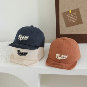 Baby Soft Brim Baseball Cap Today Letter Embroidery Cotton Blend Sun Hat For Infants Toddlers Casual Adjustable Hat