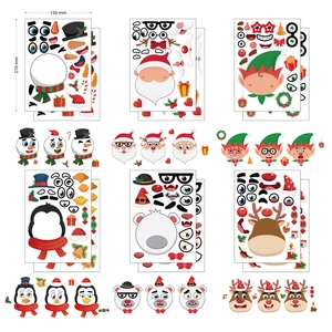 Six assorted Christmas DIY sticker sheets featuring snowman and reindeer, 150x210mm size