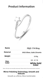 Detailed specs of S925 silver star ring with cubic zirconia inlay and white gold finish