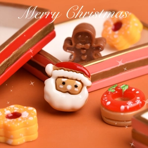 Kit di miniature natalizie in resina con Babbo Natale, omino di pan di zenzero e ghirlanda