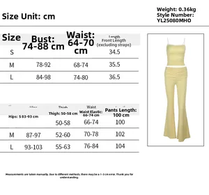 Tabella delle taglie dettagliata per set top in pizzo e pantaloni da yoga con misure in cm