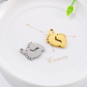 Cute Baby Footprint Charms Stainless Steel Pendants For Jewelry Making DIY Necklace Earring Accessories Tiny Feet Craft