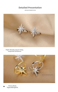Detailed view of S925 sterling silver star ring with zircon and engraved hallmark