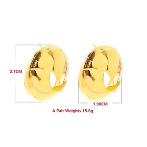 Pendientes de aro retorcidos bañados en oro de 18K de 2,7 cm con diseño contemporáneo