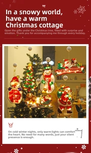 Close-up of warm yellow LED Christmas window lights with suction cups for easy glass hanging