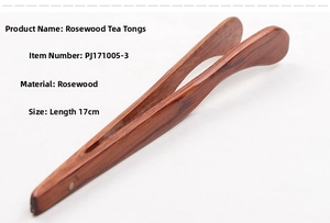 Rosewood tea clip with natural grain measuring 17cm long for traditional tea sets