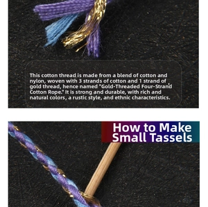 Macro detail of durable 4-strand gold-thread cotton cord for DIY jewelry braiding