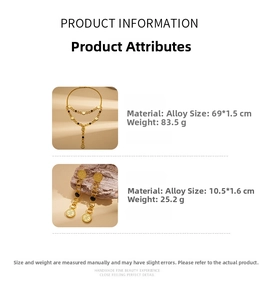 Detailed size specifications for bohemian alloy pendant necklace and vintage earrings