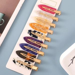 Set of 10 acetate hair clips with gradient colors and gold metal duckbill clips