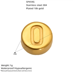 Round 18K gold plated stainless steel number 0 bead for DIY jewelry making 7mm size