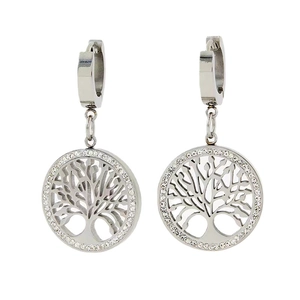 Pendientes de aro árbol de la vida en plata con diseño calado y detalles de circón