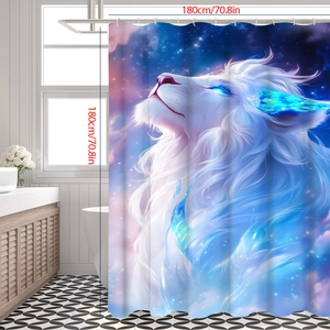 Creative sun moon lion curtain with space design measuring 180cm x 180cm for bathroom decor