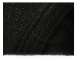 Detail view of thickened sweatband and reinforced stitching on black baseball cap
