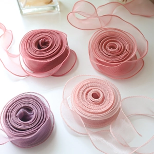 Chiffon fishtail yarn ribbons in shades of purple and pink for floral gift wrapping