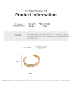 Detailed size and weight specs for the triple-layer gold beaded open cuff bracelet