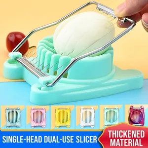 Manual Egg Slicer Stainless Steel Wire Cutter PP Plastic Base For Hard Boiled Eggs Strawberry Mushroom Fruit Multi Functional Kitchen Gadget