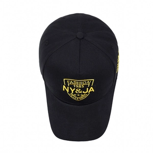 Classic black baseball cap with yellow embroidery for outdoor fashion and sun protection