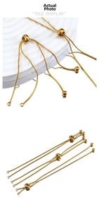 Detail of adjustable gold stainless steel slider bead chains for DIY jewelry making