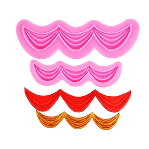Moldes de silicona rosa con forma de cortina para bordes de tarta y manualidades