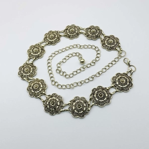 Women Chain Belt Alloy Metal Hollow Carved Flower Adjustable Ethnic Vintage Western Classic Waist Jewelry