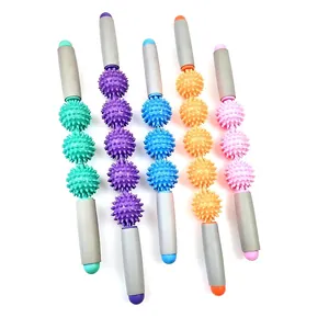 Manual Muscle Massage Roller Stick Spiky Ball For Yoga Fascia Relaxation Fitness Massage Tool For Leg Arm Back Body Massage