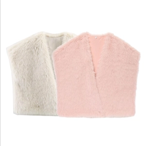 Kunstpelz Weste Damen Ärmellos Reißverschluss Flauschige Weste Einfarbig Schicke Oberbekleidung Herbst Winter