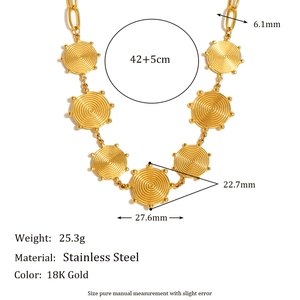 18K gold plated stainless steel necklace featuring a vintage spiral pendant and chunky chain