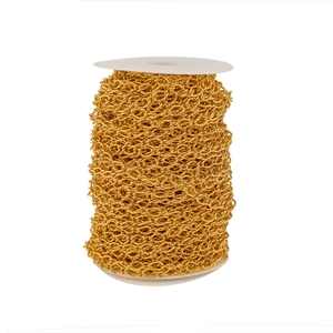 7mm gold-plated stainless steel curb chain roll on a spool for DIY jewelry making