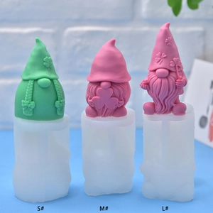 Silicone gnome molds set for DIY soap and candles featuring detailed clover patterns